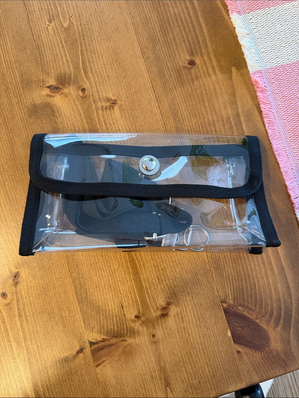 Clear PVC Phone Crossbody Bag with Black Trim